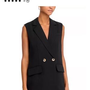 Aqua Black Sleeveless Blazer